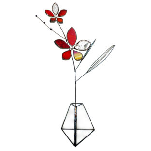 ステンドグラス一輪挿し-赤