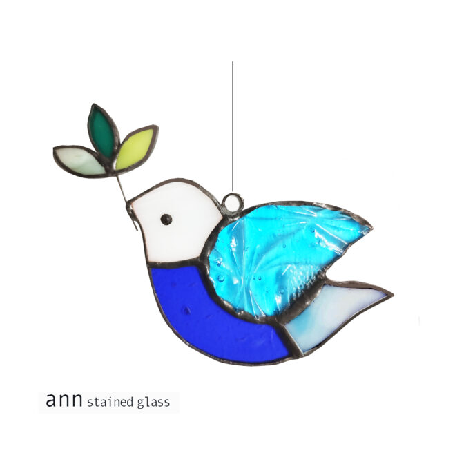 幸運を呼ぶ！平和のシンボル　ステンドグラス　ツインバードのサンキャッチャー 幸運を呼ぶ！平和のシンボル ステンドグラス製ツインバードの